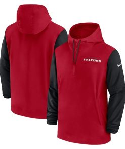 Atlanta Falcons Nike 2024/25 Sideline Pre-Game Player 1/2-Zip Hoodie Jacket – Red/Black