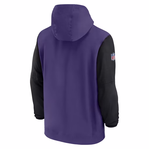 Baltimore Ravens Nike 2024/25 Sideline Pre-Game Player 1/2-Zip Hoodie Jacket – Purple/Black - Image 3