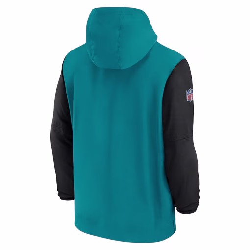 Jacksonville Jaguars Nike 2024/25 Sideline Pre-Game Player 1/2-Zip Hoodie Jacket – Teal/Black - Image 3