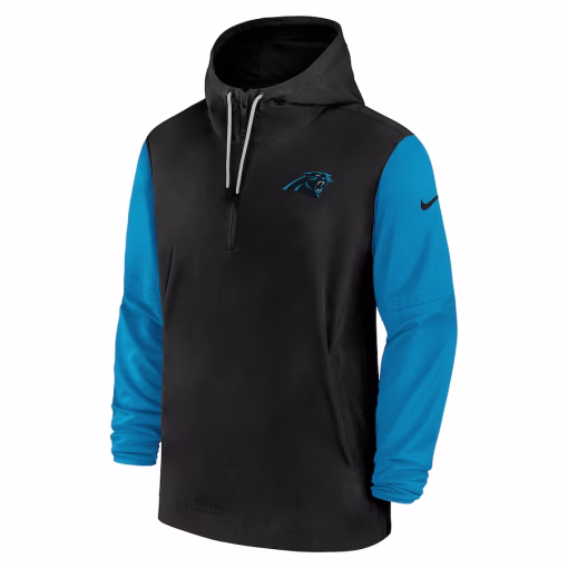 Carolina Panthers Nike 2024/25 Sideline Pre-Game Player 1/2-Zip Hoodie Jacket – Black/Gray - Image 2