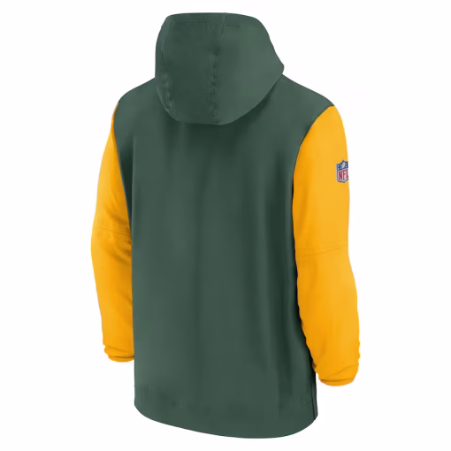 Men’s Green Bay Packers Nike Green/Gold 2024/25 Sideline Pre-Game Player 1/2-Zip Hoodie Jacket - Image 3