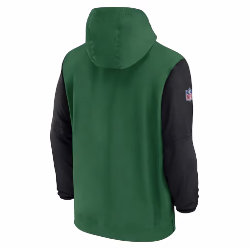 New York Jets Nike 2024/25 Sideline Pre-Game Player 1/2-Zip Hoodie Jacket – Green/Black - Image 2