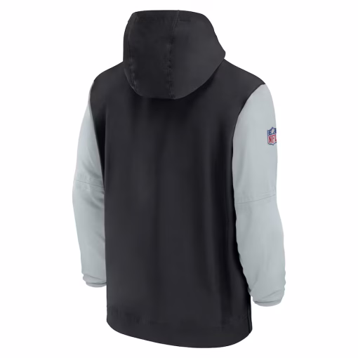 Las Vegas Raiders Nike 2024/25 Sideline Pre-Game Player 1/2-Zip Hoodie Jacket – Black/Silver - Image 3
