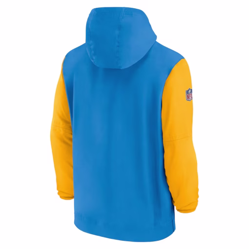 Los Angeles Chargers Nike 2024/25 Sideline Pre-Game Player 1/2-Zip Hoodie Jacket – Powder Blue/Gold - Image 3