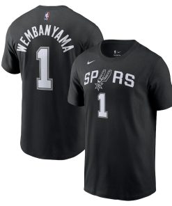 Victor Wembanyama San Antonio Spurs Nike Icon 2022/23 Name & Number T-Shirt – Black