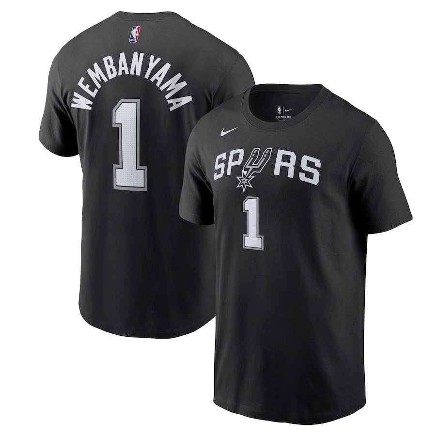 Victor Wembanyama San Antonio Spurs Nike Icon 2022/23 Name & Number T-Shirt – Black