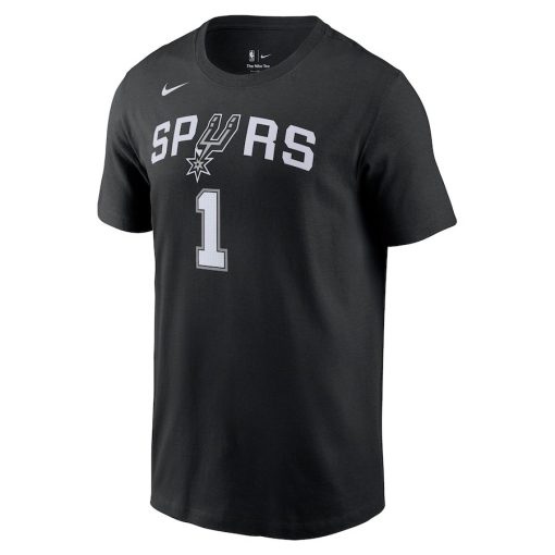 Victor Wembanyama San Antonio Spurs Nike Icon 2022/23 Name & Number T-Shirt – Black - Image 2