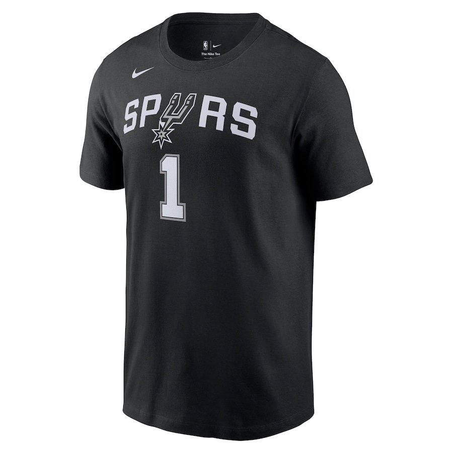 Victor Wembanyama San Antonio Spurs Nike Icon 2022/23 Name & Number T-Shirt – Black - Image 2