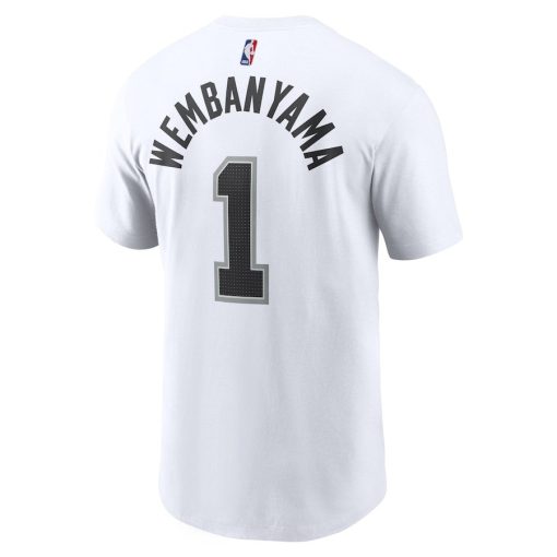 Victor Wembanyama San Antonio Spurs Nike Icon 2022/23 Name & Number T-Shirt – White - Image 3