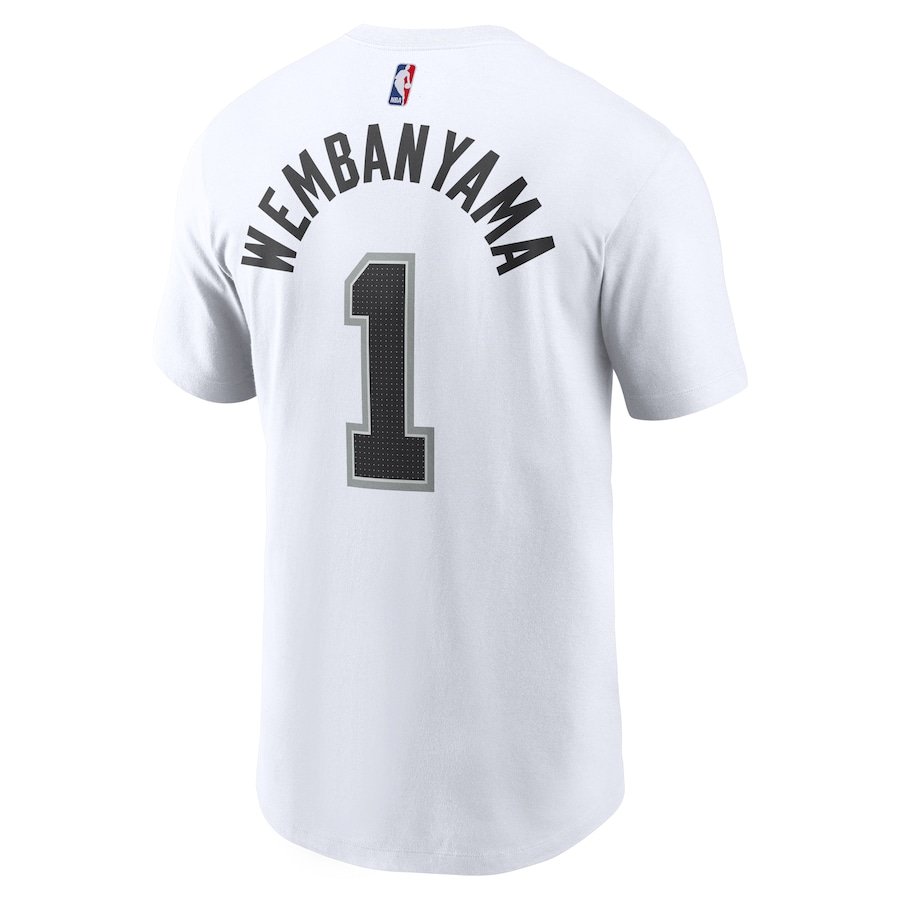 Victor Wembanyama San Antonio Spurs Nike Icon 2022/23 Name & Number T-Shirt – White - Image 3