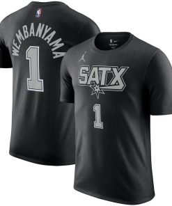 Victor Wembanyama San Antonio Spurs Jordan Brand 2022/23 Statement Edition Name & Number T-Shirt – Black