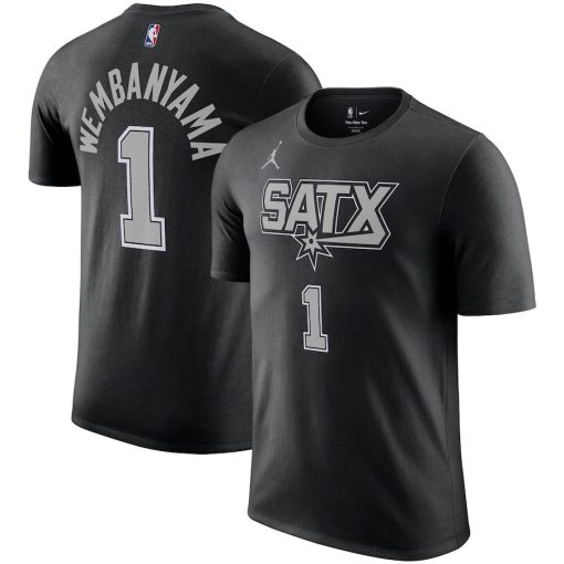 Victor Wembanyama San Antonio Spurs Jordan Brand 2022/23 Statement Edition Name & Number T-Shirt – Black