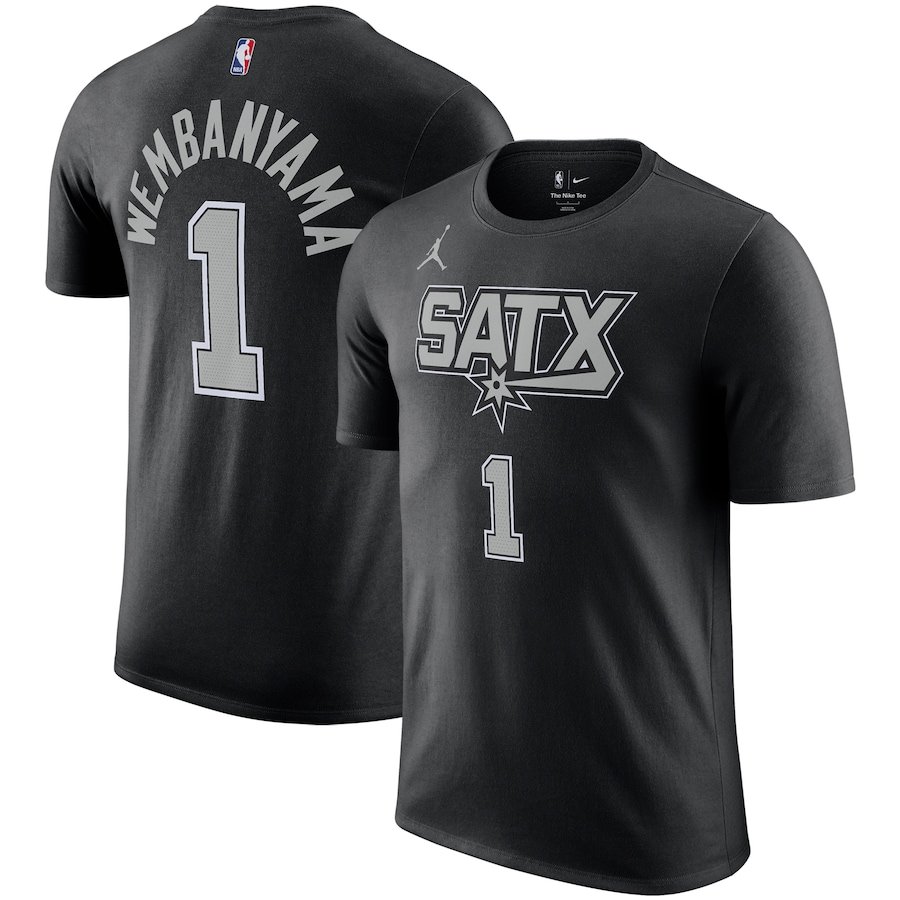 Victor Wembanyama San Antonio Spurs Jordan Brand 2022/23 Statement Edition Name & Number T-Shirt – Black