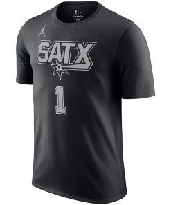 Alternative view of Victor Wembanyama San Antonio Spurs Jordan Brand 2022/23 Statement Edition Name & Number T-Shirt – Black