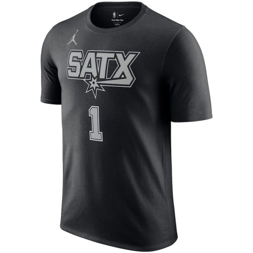 Victor Wembanyama San Antonio Spurs Jordan Brand 2022/23 Statement Edition Name & Number T-Shirt – Black - Image 2