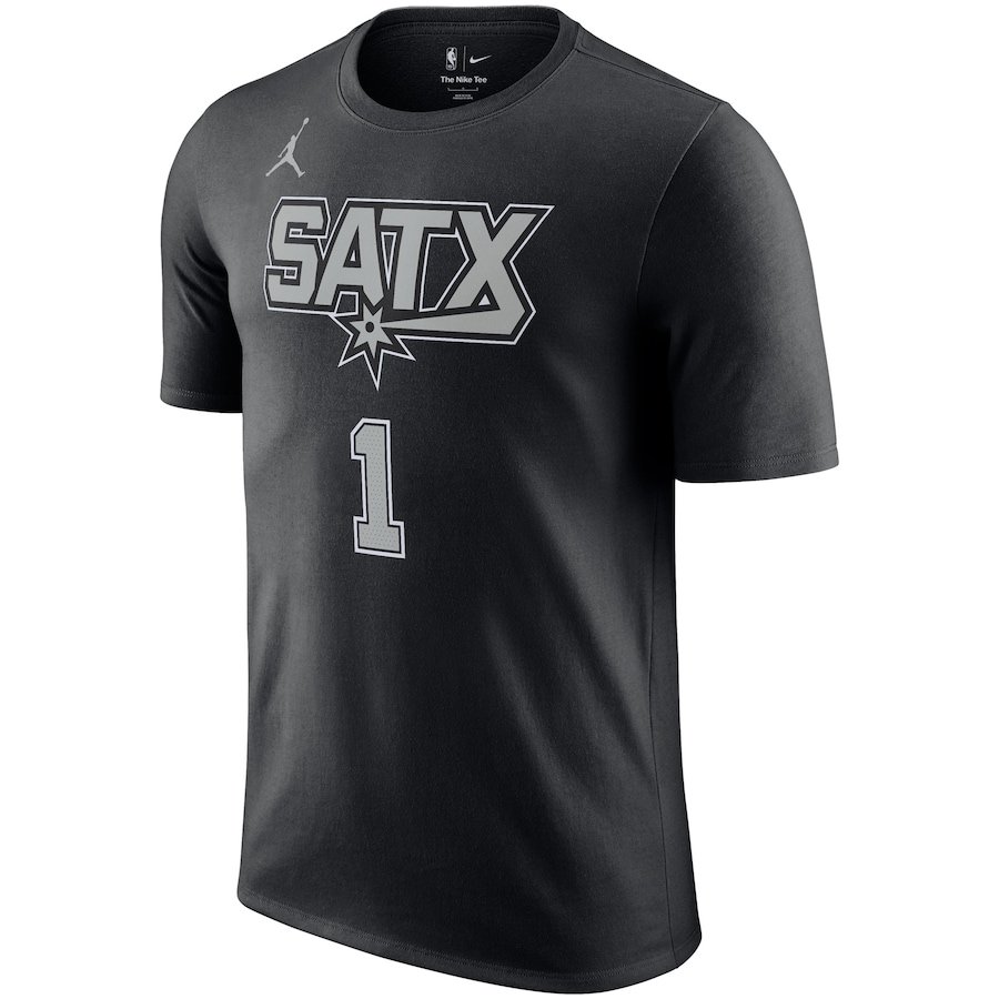 Victor Wembanyama San Antonio Spurs Jordan Brand 2022/23 Statement Edition Name & Number T-Shirt – Black - Image 2