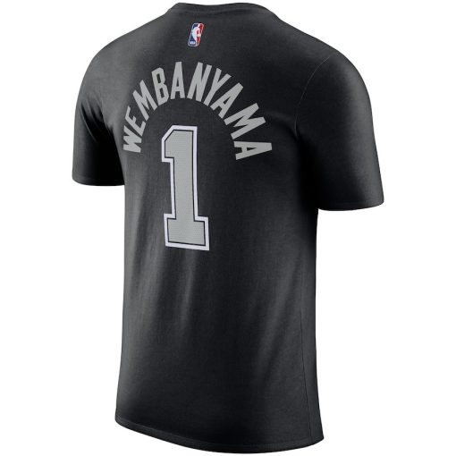 Victor Wembanyama San Antonio Spurs Jordan Brand 2022/23 Statement Edition Name & Number T-Shirt – Black - Image 3