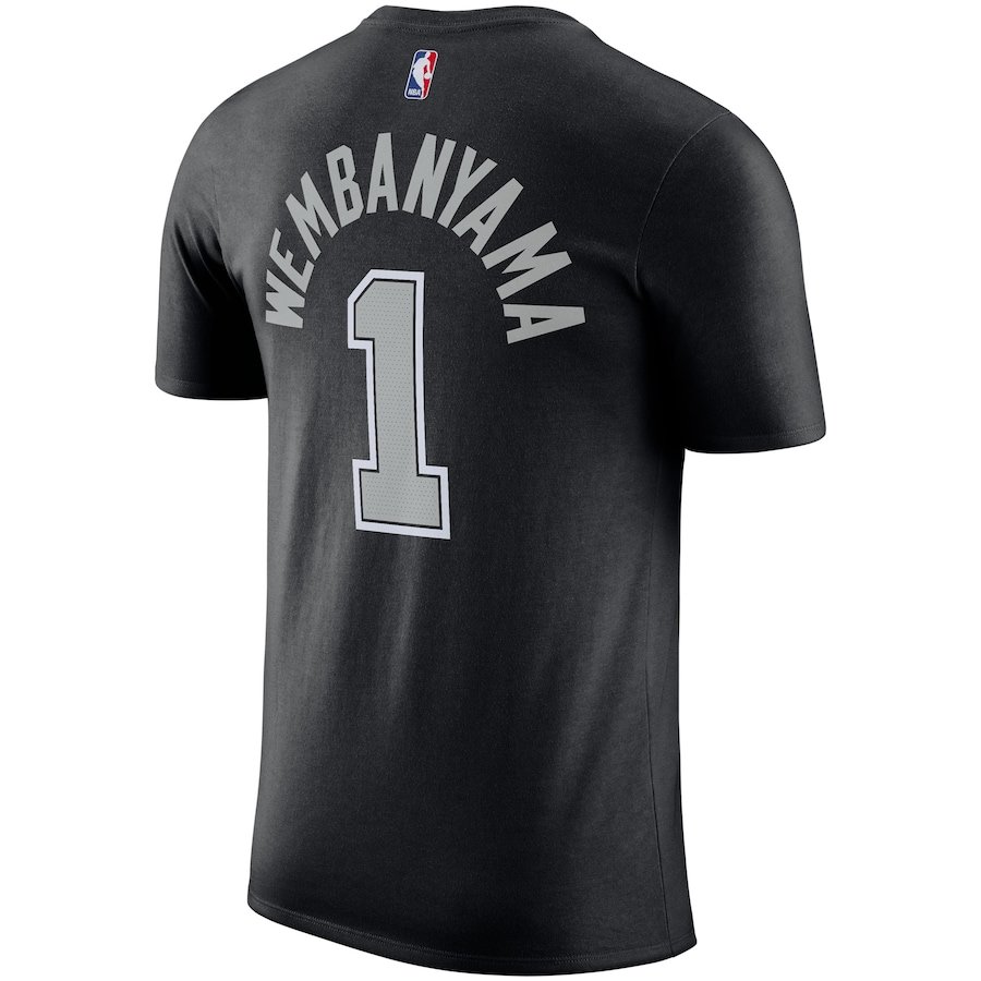 Victor Wembanyama San Antonio Spurs Jordan Brand 2022/23 Statement Edition Name & Number T-Shirt – Black - Image 3