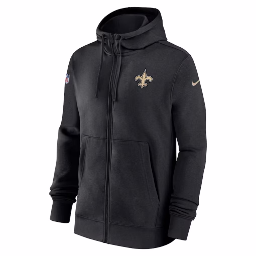 New Orleans Saints Nike 2023/24 Sideline Club Full-Zip Hoodie – Black - Image 2