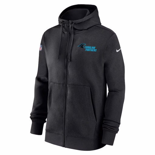 Carolina Panthers Nike 2023/24 Sideline Club Full-Zip Hoodie – Black - Image 2