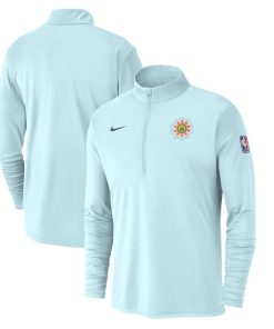San Antonio Spurs Nike 2024/25 City Edition Authentic Coaches Performance Half-Zip Top – Light Blue