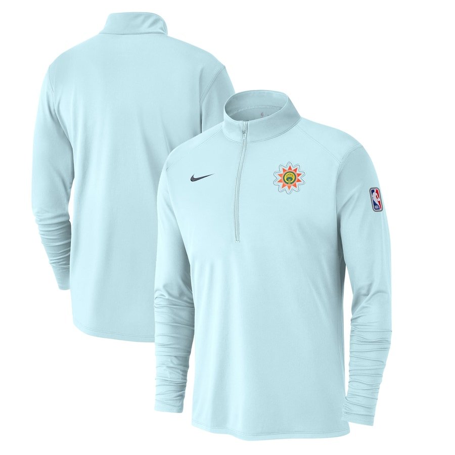 San Antonio Spurs Nike 2024/25 City Edition Authentic Coaches Performance Half-Zip Top – Light Blue