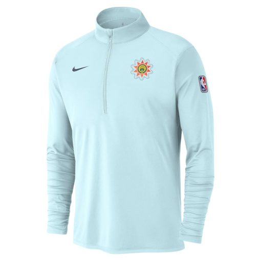San Antonio Spurs Nike 2024/25 City Edition Authentic Coaches Performance Half-Zip Top – Light Blue - Image 2