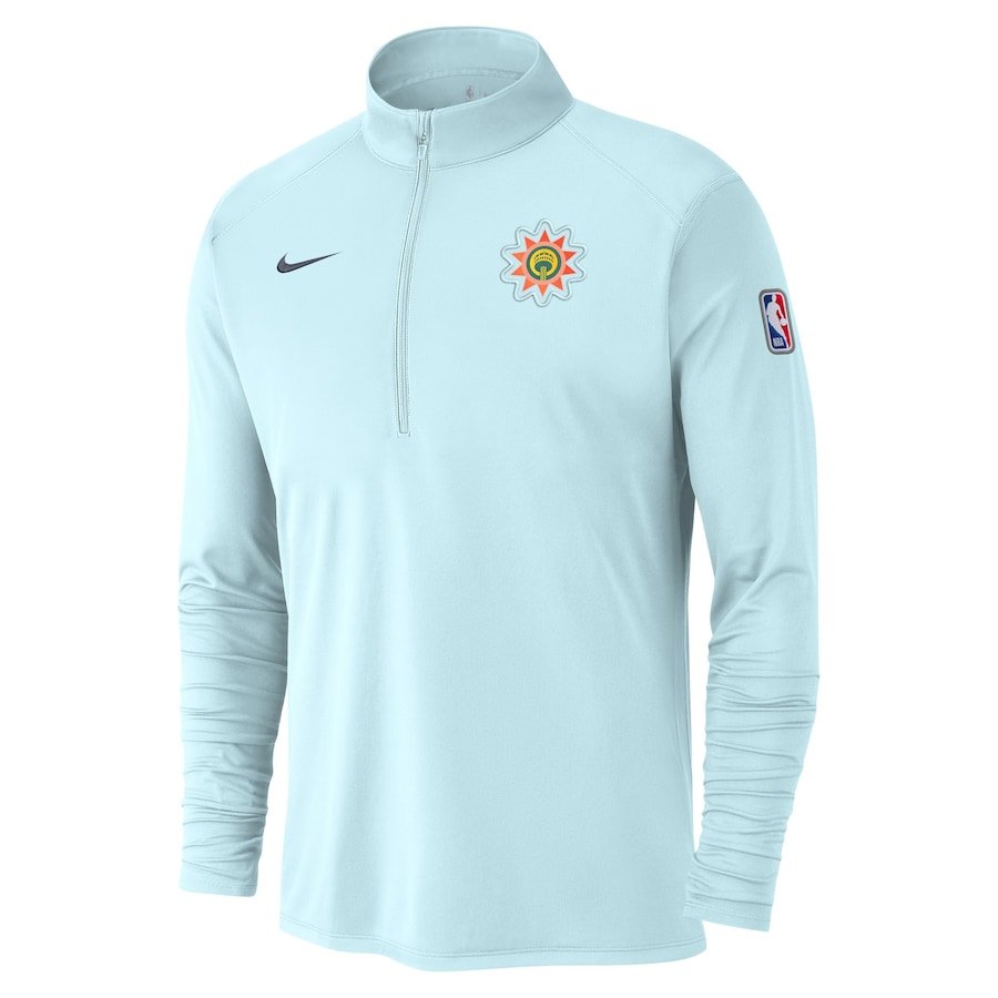 San Antonio Spurs Nike 2024/25 City Edition Authentic Coaches Performance Half-Zip Top – Light Blue - Image 2