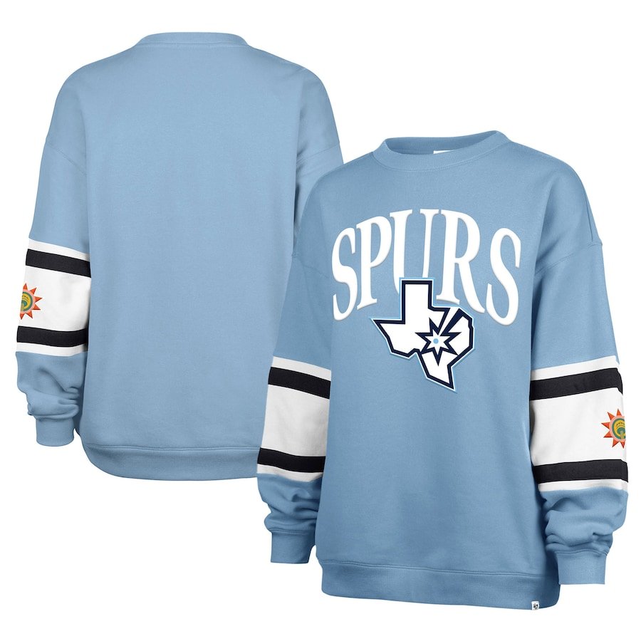 San Antonio Spurs '47 Women's 2024/25 City Edition Steadfast Paneled Pullover Sweatshirt – Light Blue
