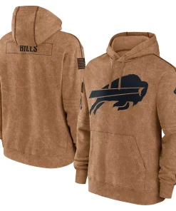 Men’s Nike Brown Buffalo Bills 2023 Salute To Service Club Pullover Hoodie
