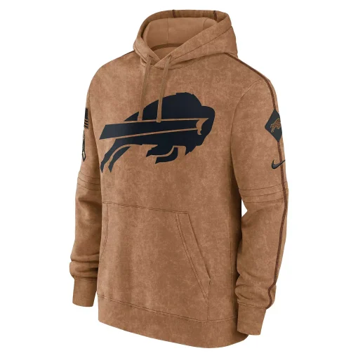 Men’s Nike Brown Buffalo Bills 2023 Salute To Service Club Pullover Hoodie - Image 2