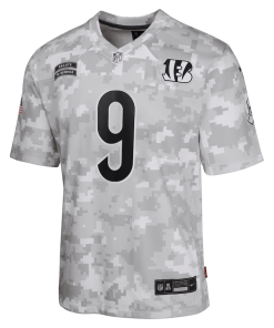 Alternative view of Joe Burrow Cincinnati Bengals Nike Youth 2024 Salute to Service Game Jersey – Arctic Camo