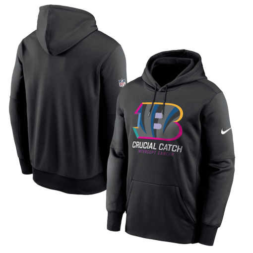 Cincinnati Bengals Nike 2024 NFL Crucial Catch Performance Fleece Pullover Hoodie – Black