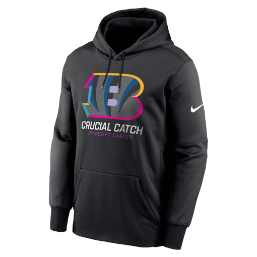 Cincinnati Bengals Nike 2024 NFL Crucial Catch Performance Fleece Pullover Hoodie – Black - Image 2