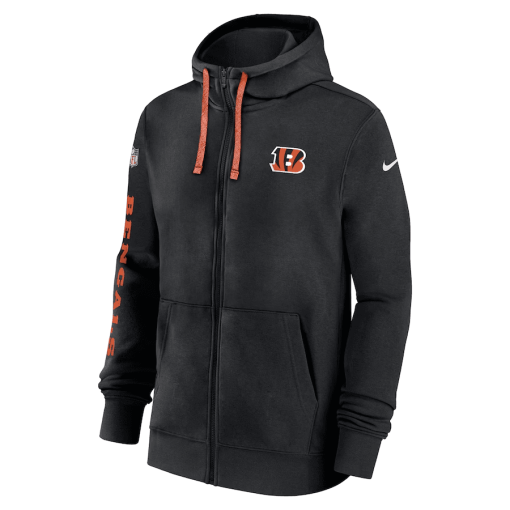 Cincinnati Bengals Nike 2024 Sideline Club Full-Zip Hoodie – Black - Image 2