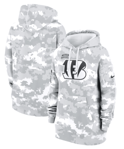 Cincinnati Bengals Nike Women’s 2024 Salute To Service Club Fleece Oversized Pullover Hoodie – Arctic Camo