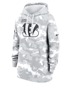 Alternative view of Cincinnati Bengals Nike Women’s 2024 Salute To Service Club Fleece Oversized Pullover Hoodie – Arctic Camo
