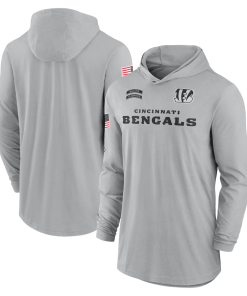 Cincinnati Bengals Nike 2024 Salute to Service Lightweight Performance Long Sleeve Hooded T-Shirt – Gray