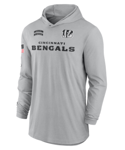 Alternative view of Cincinnati Bengals Nike 2024 Salute to Service Lightweight Performance Long Sleeve Hooded T-Shirt – Gray