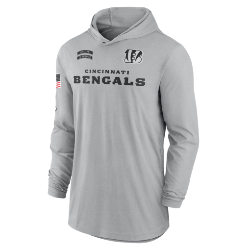 Cincinnati Bengals Nike 2024 Salute to Service Lightweight Performance Long Sleeve Hooded T-Shirt – Gray - Image 2