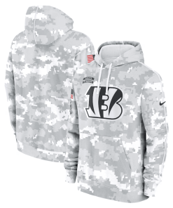 Cincinnati Bengals Nike 2024 Salute to Service Club Fleece Pullover Hoodie – Arctic Camo