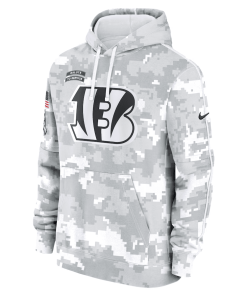 Alternative view of Cincinnati Bengals Nike 2024 Salute to Service Club Fleece Pullover Hoodie – Arctic Camo