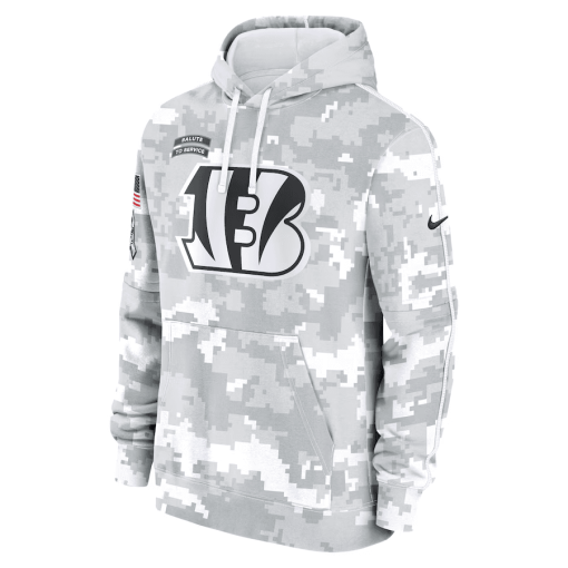 Cincinnati Bengals Nike Youth 2024 Salute To Service Pullover Hoodie – White/Gray - Image 2