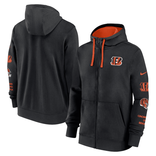 Cincinnati Bengals Nike Club Full-Zip Hoodie Jacket – Black
