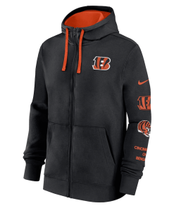 Alternative view of Cincinnati Bengals Nike Club Full-Zip Hoodie Jacket – Black