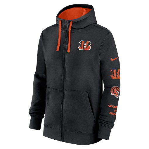 Cincinnati Bengals Nike Club Full-Zip Hoodie Jacket – Black - Image 2