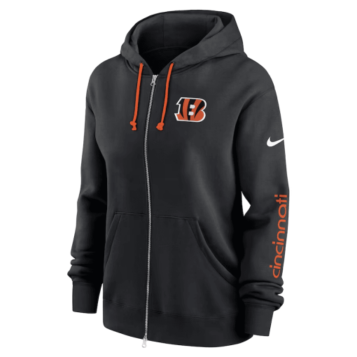 Cincinnati Bengals Nike Women’s Phoenix Hoodie Full-Zip Sweatshirt – Black - Image 2