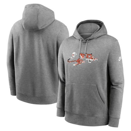 Cincinnati Bengals Nike Rewind Club Logo Pullover Hoodie – Heather Gray