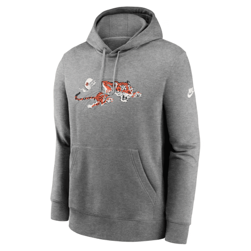 Cincinnati Bengals Nike Rewind Club Logo Pullover Hoodie – Heather Gray - Image 2