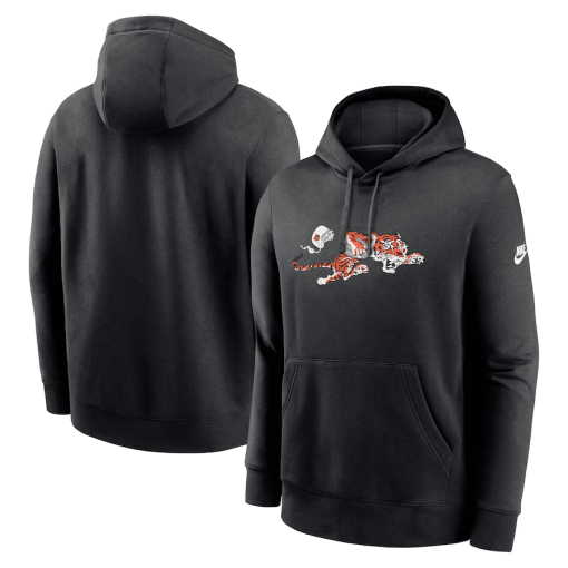 Cincinnati Bengals Nike Rewind Club Logo Pullover Hoodie – Black